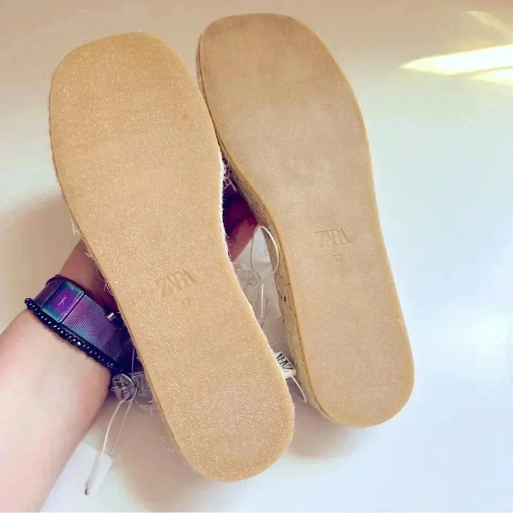 NWT Zara Vinyl Espadrille Sandals